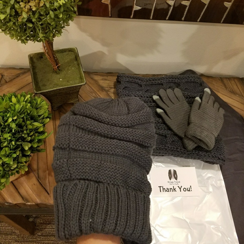 NWT Warm Knitted Scarf, Beanie Hat, and Glove Set - Picture 6 of 7